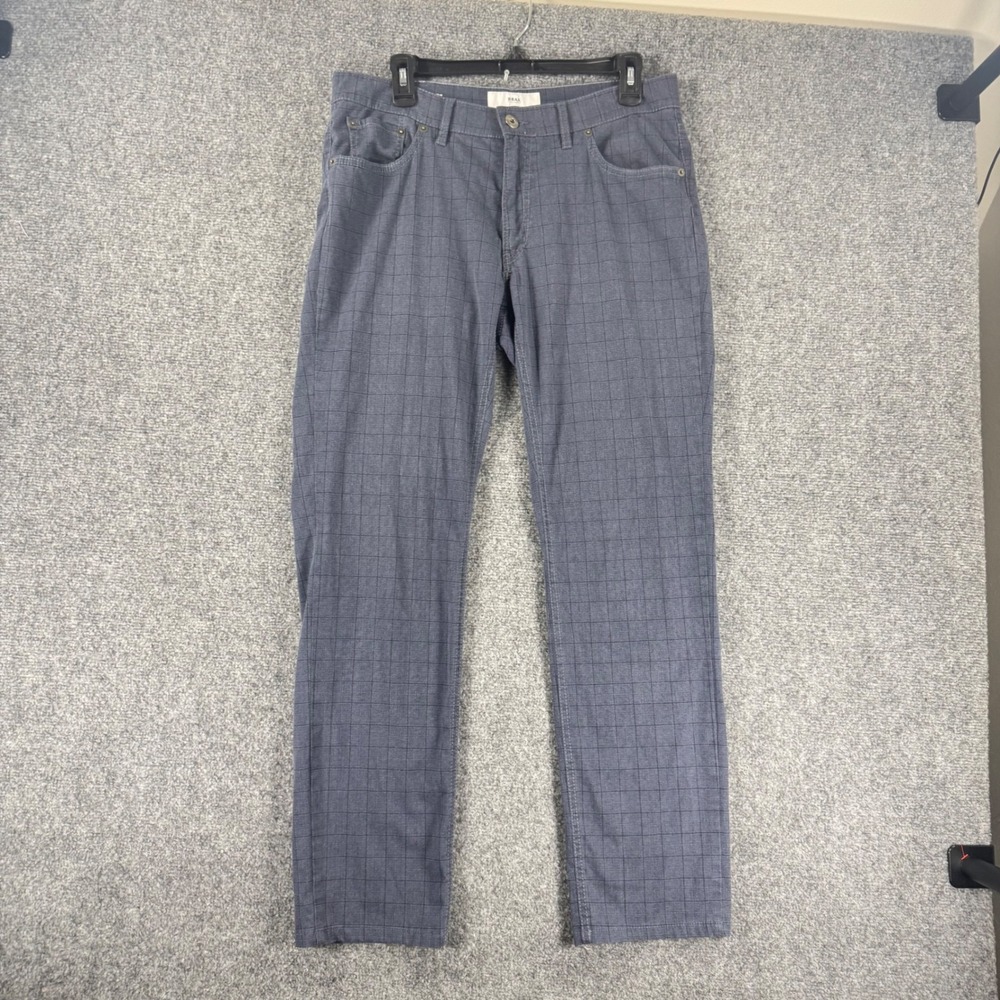 Brax Style Chuck Fusion Flex Pants Men 33x32 (Fits 33x29) Blue Plaid Stretch